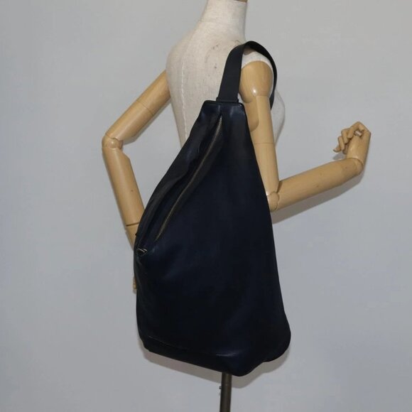 Loewe Handbags - LOEWE Anagram Anton Backpack Leather Navy Silver Auth bs28942